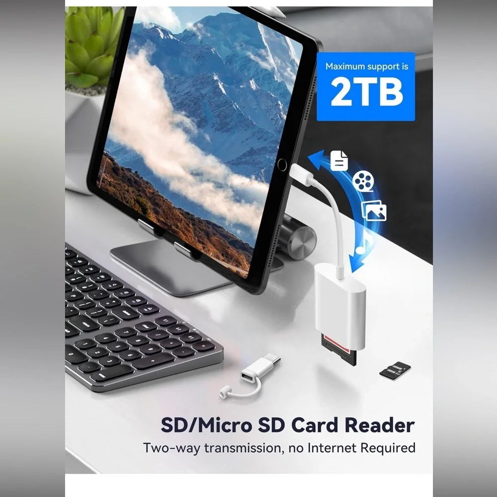 2 White SD Card Reader Adapter NiB